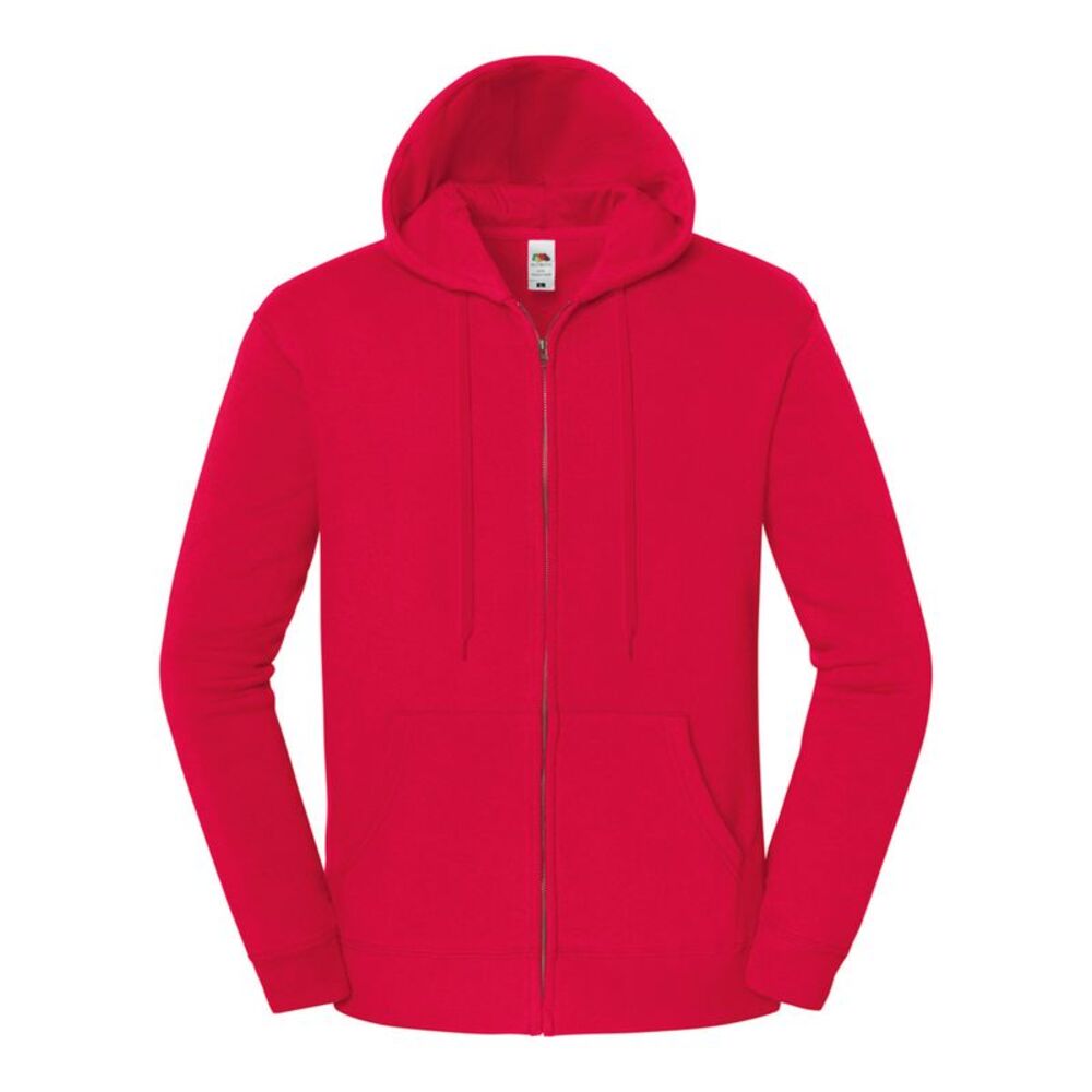 Fruit of the Loom Mens Iconic  Full Zip Hoodie / Red